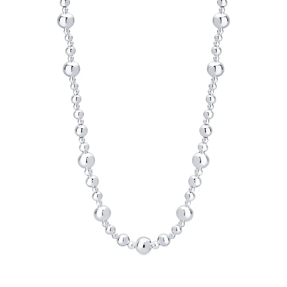 Choker Prata Leve Bolinhas Intercaladas
