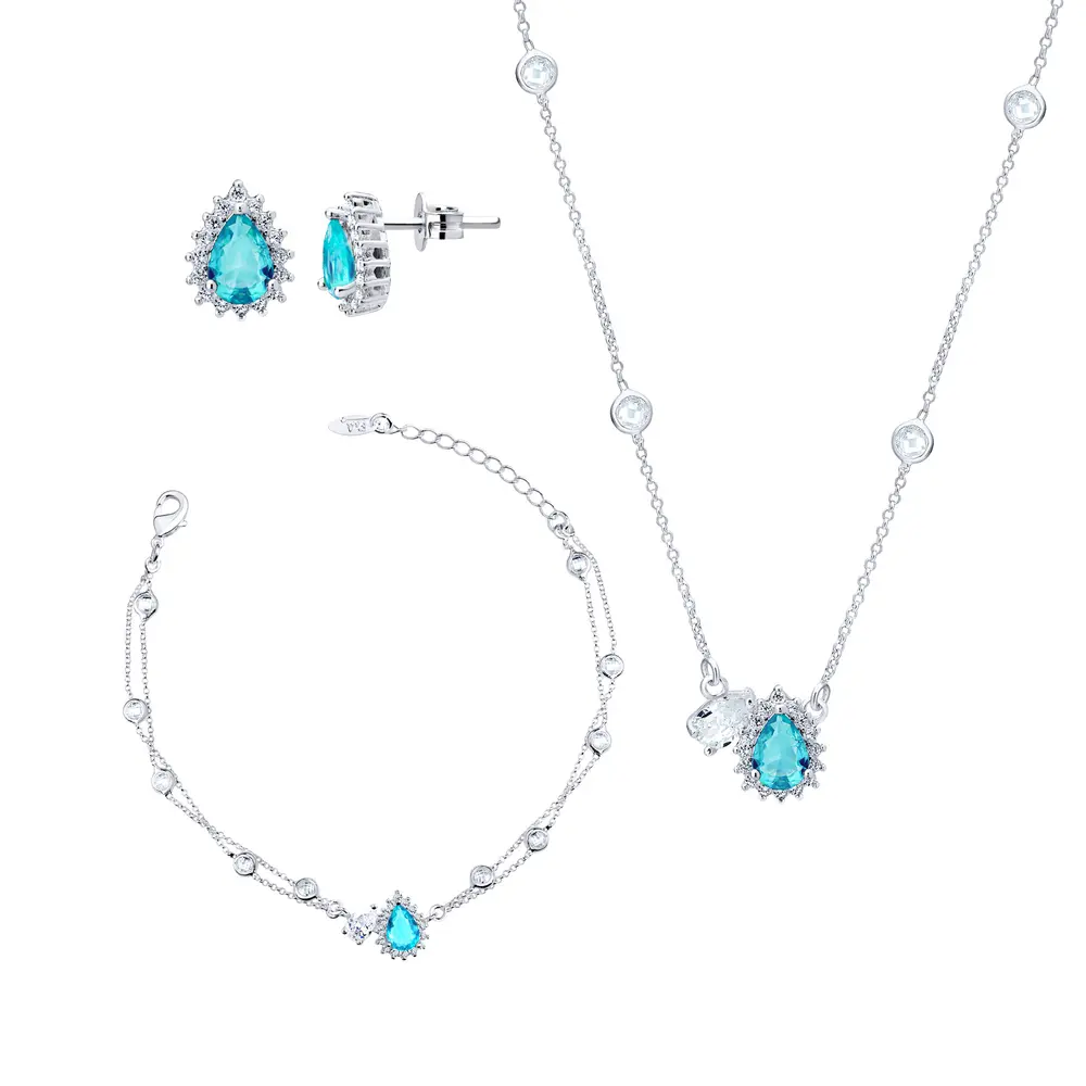 Conjunto Prata Leve Precious Azul