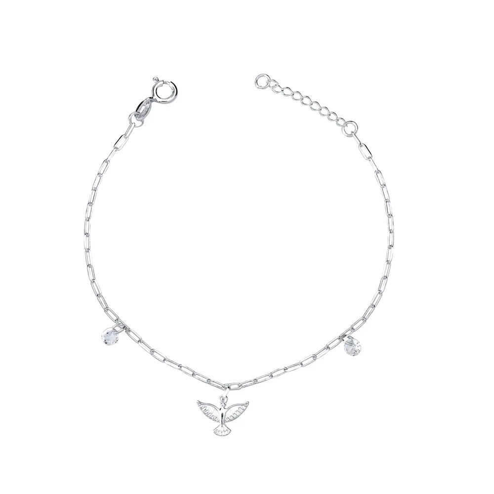 Pulseira  Prata Espirito Santo Com Zircônia