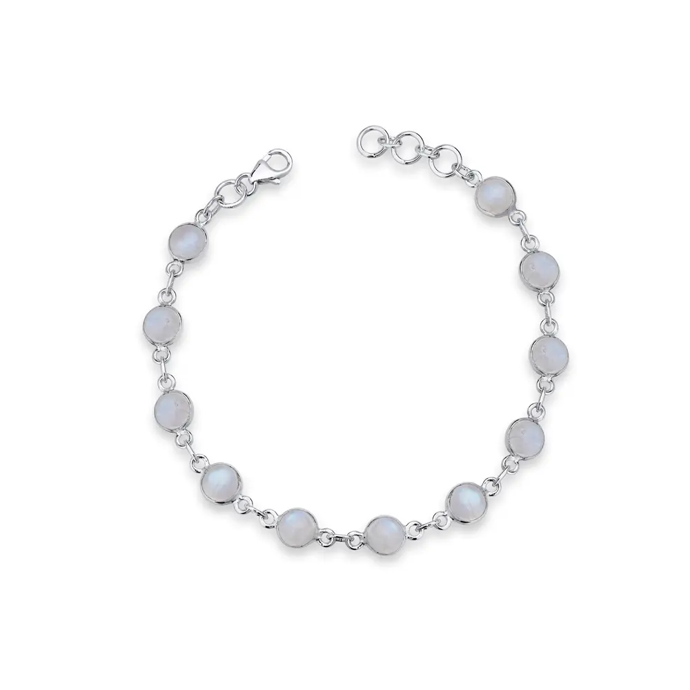 Pulseira Prata Redonda De Pedra Da Lua