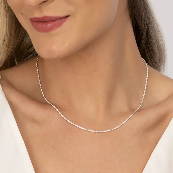 Corrente Prata Cordão Baiano 45cm 1,6mm