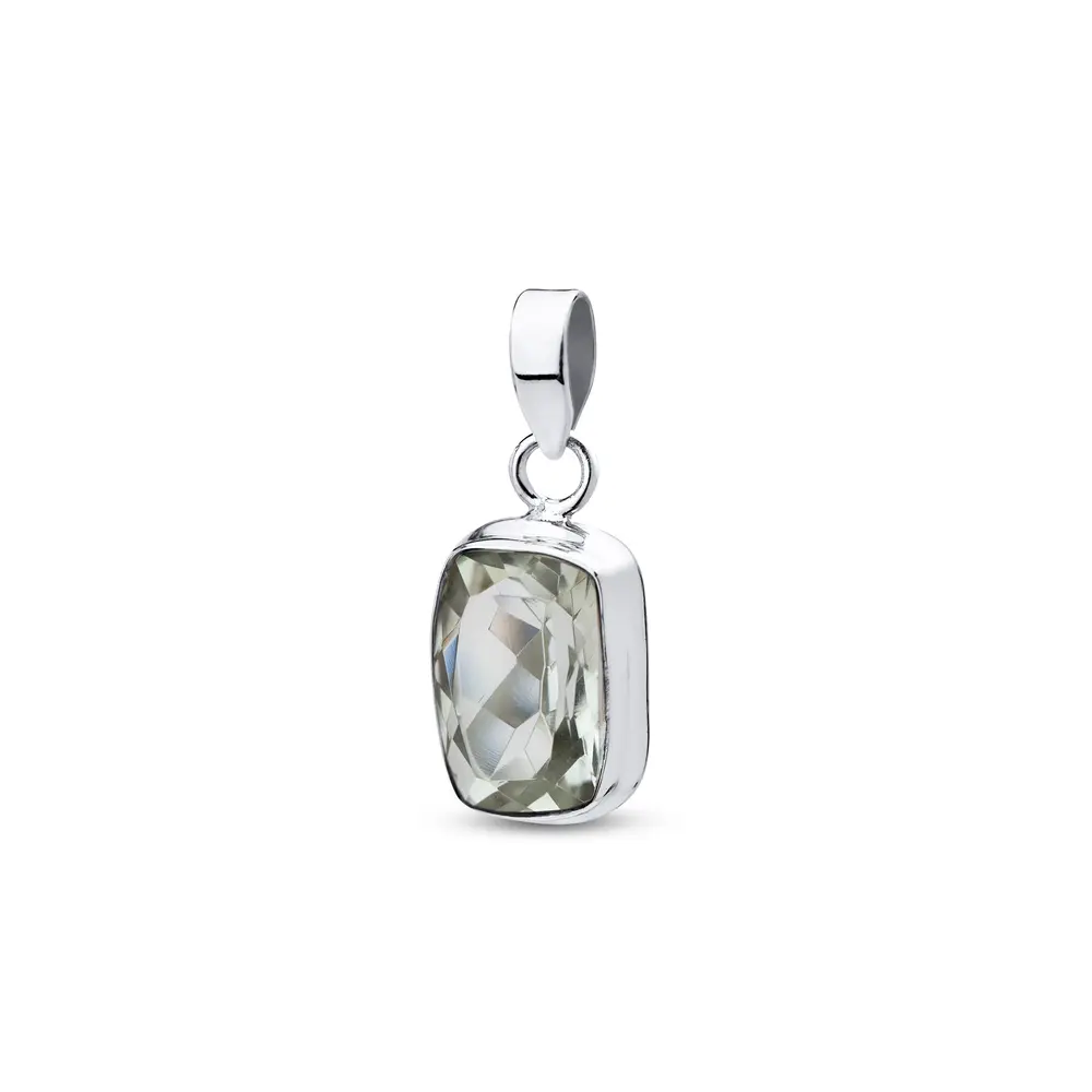 Pingente Prata  Pedra Natural De Amestista Verde