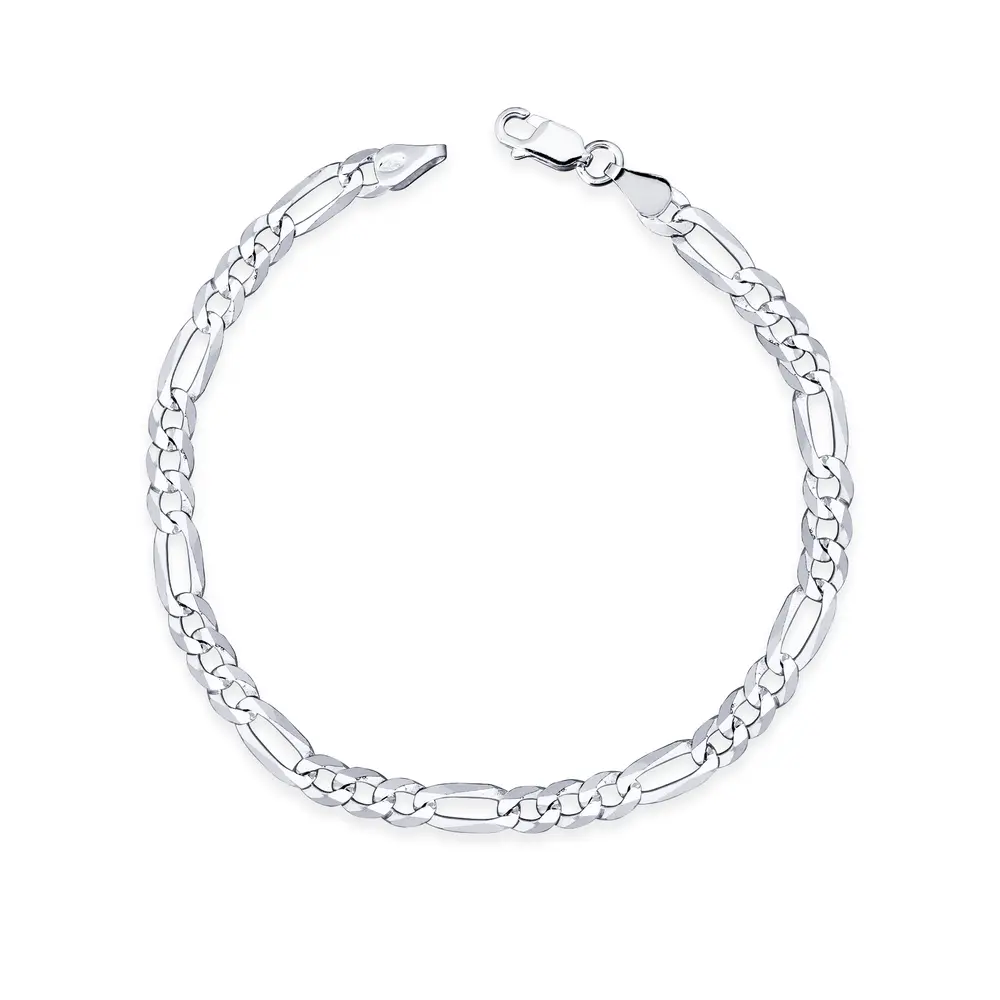 Pulseira Prata Masculina Figaro 21cm 5mm