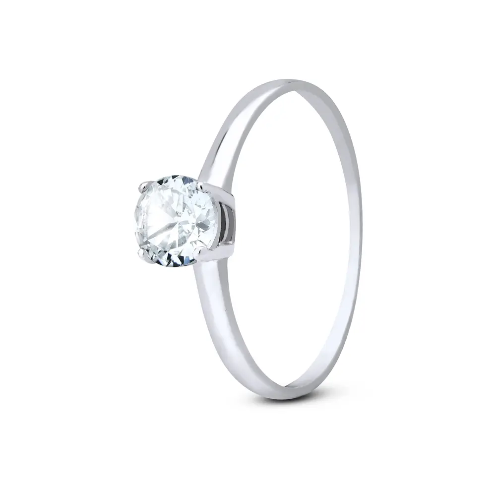 Anel Prata Solitario