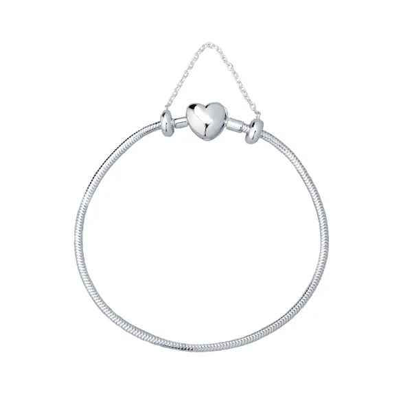 Pulseira Prata Art Collection Coração +Trava