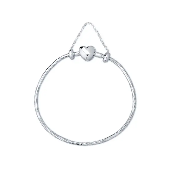 Pulseira Prata Art Collection Coração +Trava