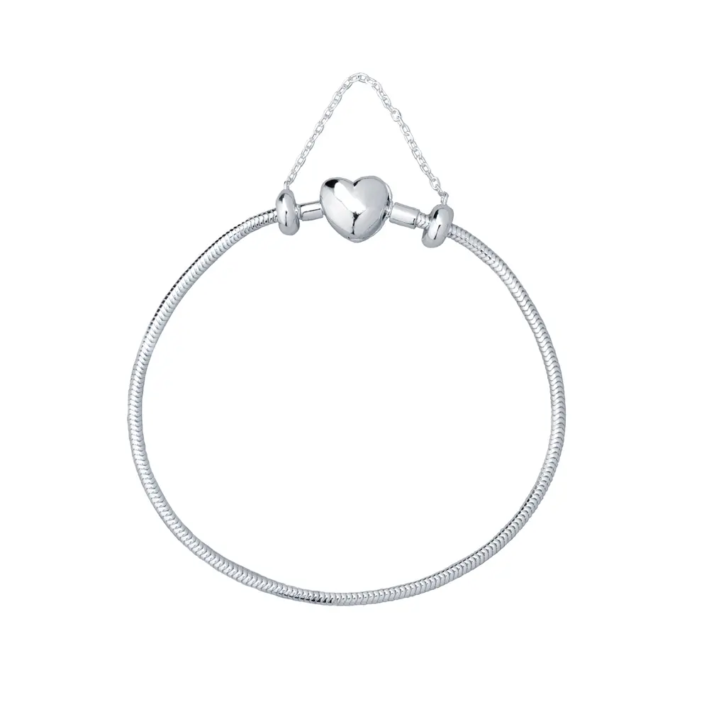 Pulseira Prata Art Collection Coração +Trava