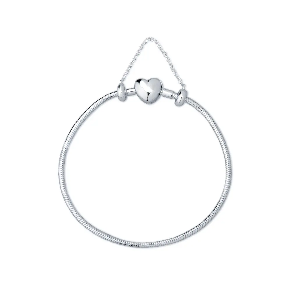 Pulseira Prata Art Collection Coração +Trava