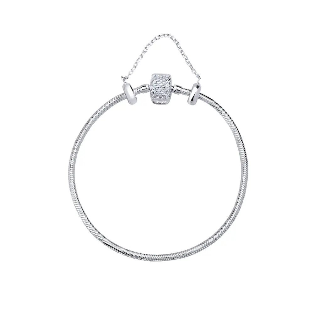 Pulseira Prata Art Collection Com Zircônias + Trava