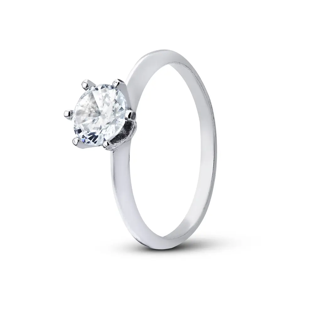 Anel Prata Solitário