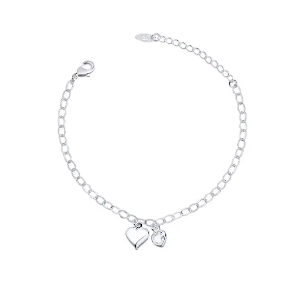 Pulseira  Prata  leve  Corações