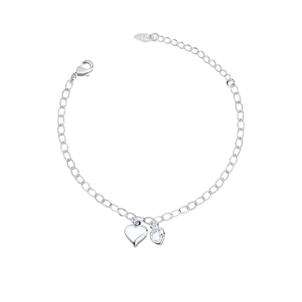 Pulseira  Prata  leve  Corações