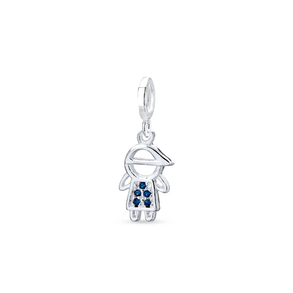 Berloque Prata Menino Com Zircônias Azul
