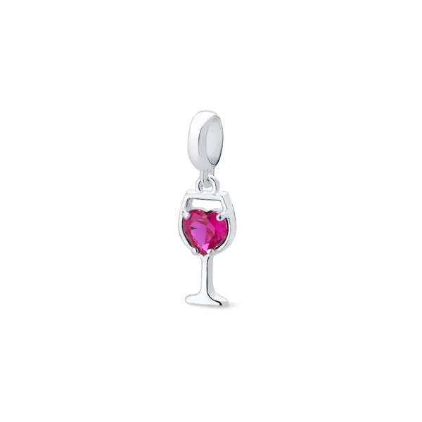 Berloque Prata Art Collection Taça de Vinho Coração