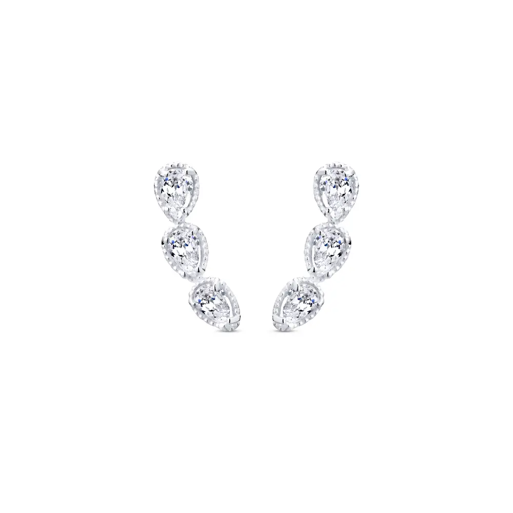 Brinco Prata Ear Cuff com Zircônia