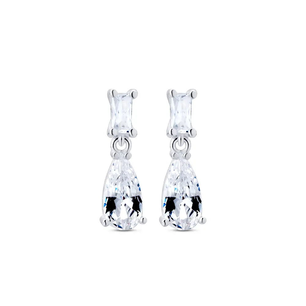 Brinco Prata Gota com Zircônia