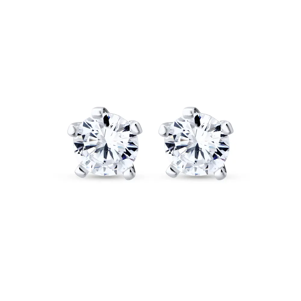 Brinco Prata Top Zircônia Redondo 6mm Unissex