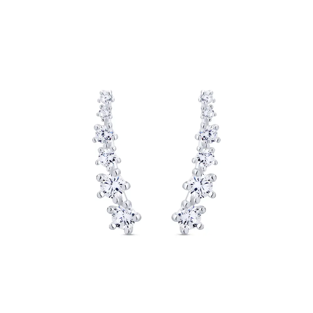 Brinco Prata Ear Cuff com Zircônia