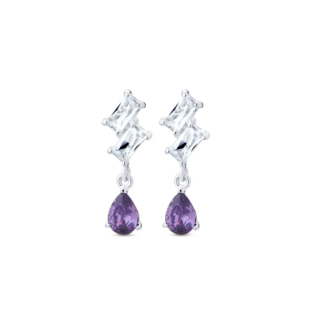 Brinco Prata Gota com Zircônia