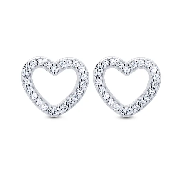 Conjunto Prata Coração Com Zircônias Brancas