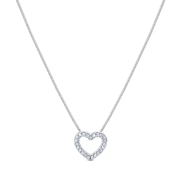 Conjunto Prata Coração Com Zircônias Brancas