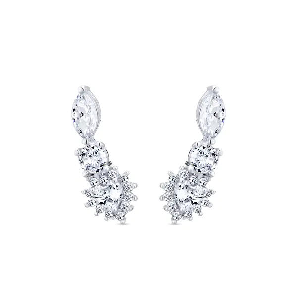 Brinco Prata  Leve Ear Cuff Coração  Com Zircônias