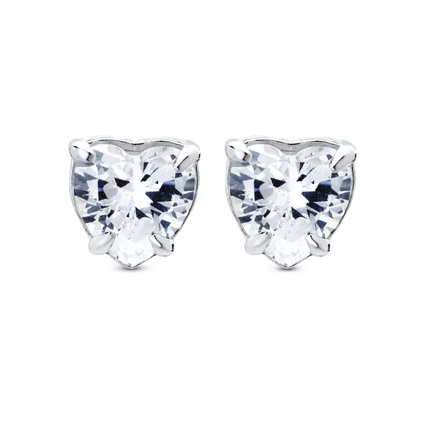 Conjunto Prata Coração  Com Zircônia Branca
