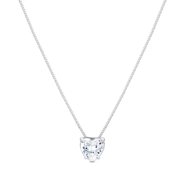 Conjunto Prata Coração  Com Zircônia Branca