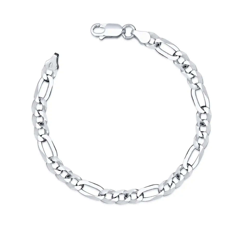 Pulseira Prata Masculina Figaro 21cm 6mm