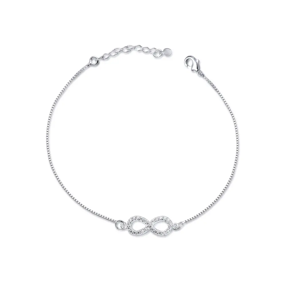 Pulseira Prata Com Infinito De Zircônias