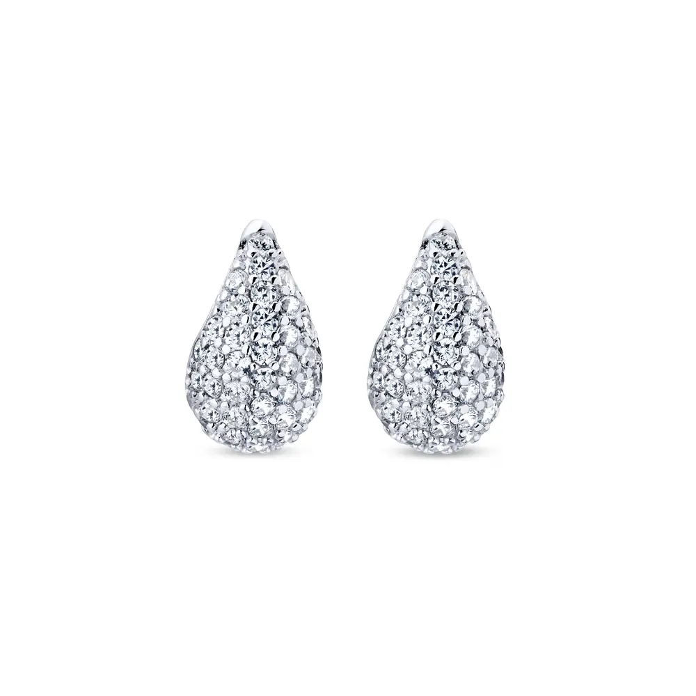 Brinco  Prata  Gota Pequena  Com Zircônias