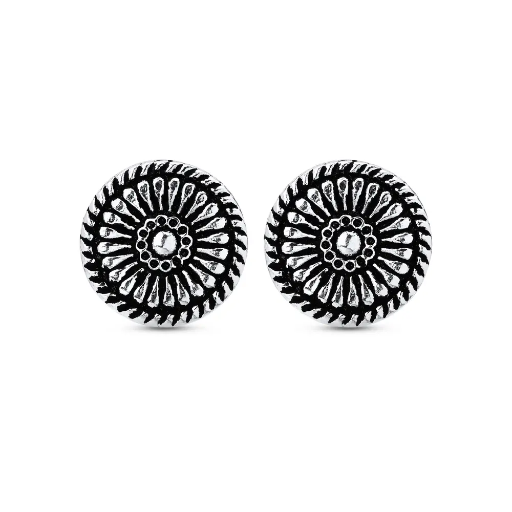 Brinco Prata Envelhecido Mandala Pequeno