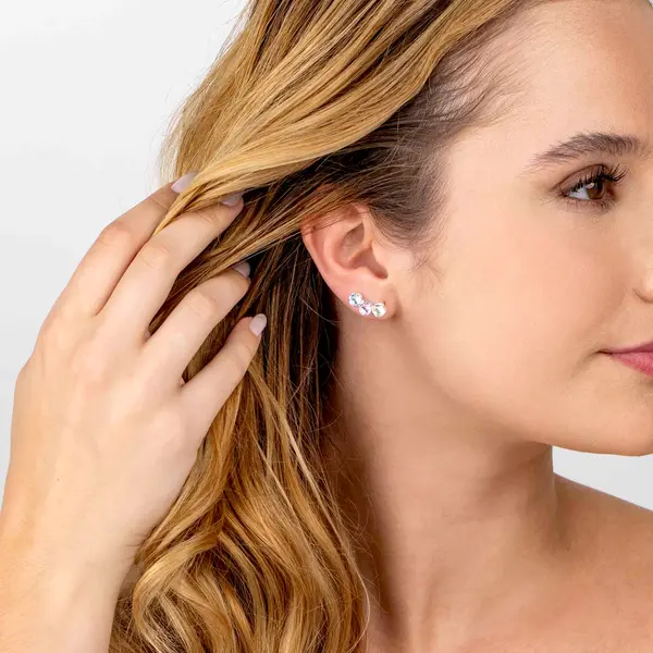 Brinco Prata  Leve Ear Cuff  Com Zircônias Coloridas