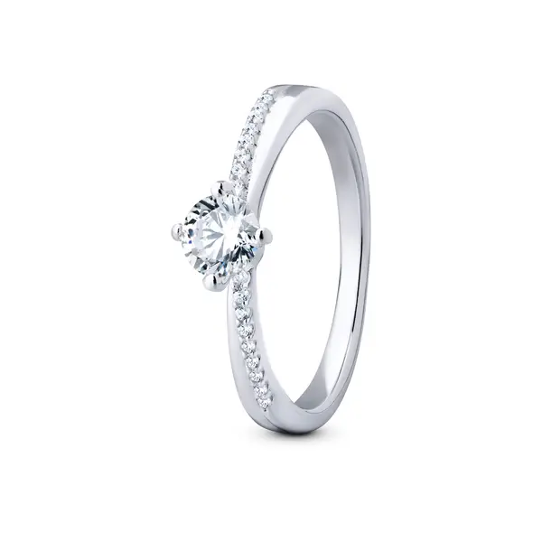 Anel Prata  Zircônia Redonda  No Meio E Zircônias  Nas Laterias