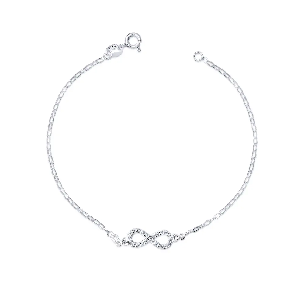 Pulseira Prata Infinito com Zircônias