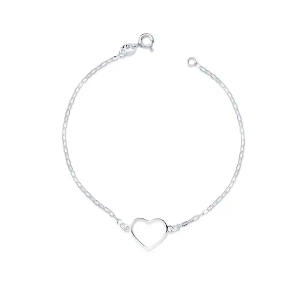 Pulseira Prata Coração Vazado