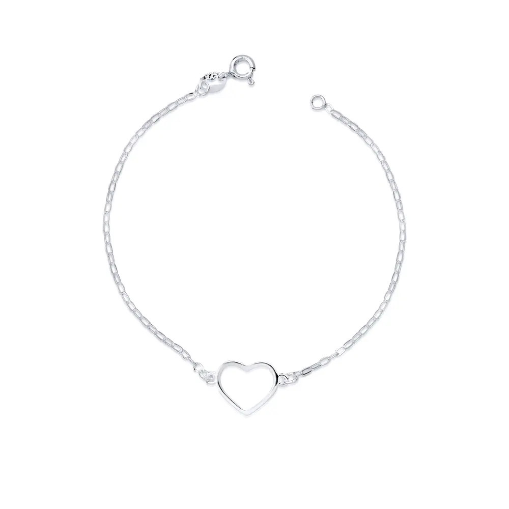 Pulseira Prata Coração Vazado