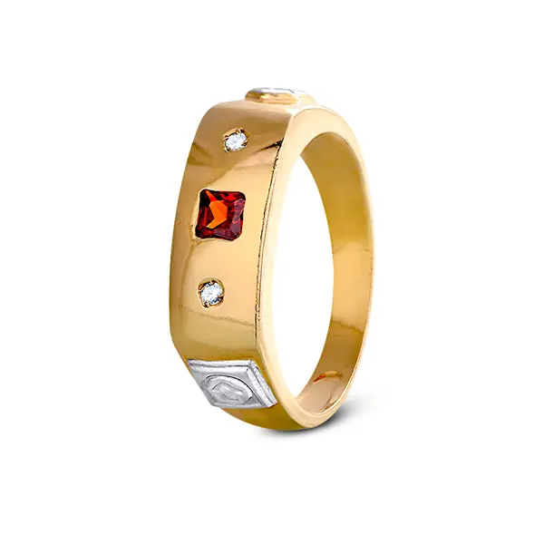 Anel De Formatura Ouro 18K Zircônia Quadrada