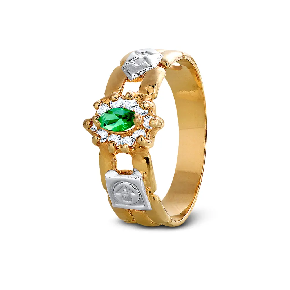 Anel De Formatura Ouro 18K Zircônia Navete