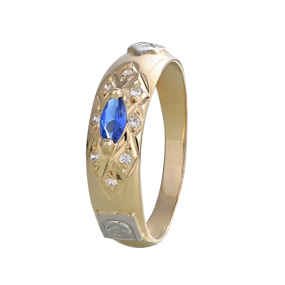 Anel De Formatura Ouro 18K Zircônia Navete