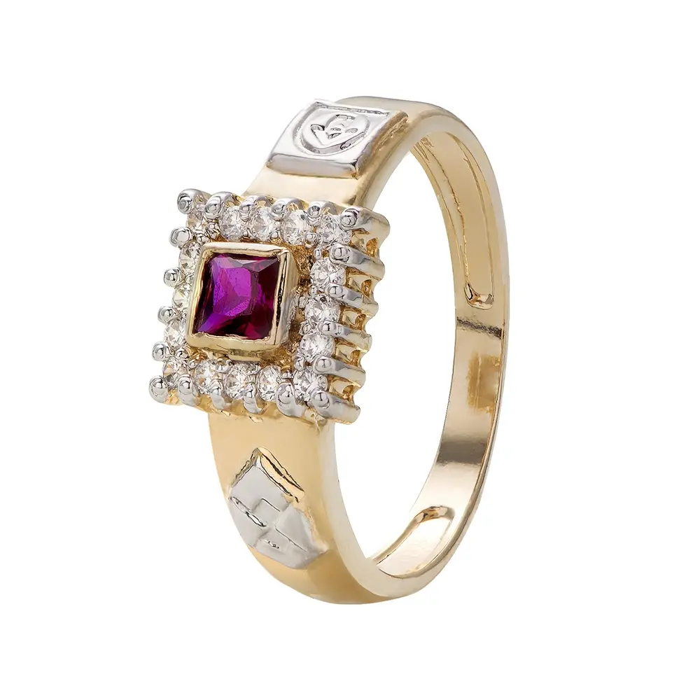 Anel De Formatura Ouro 18K Zircônia Quadrada