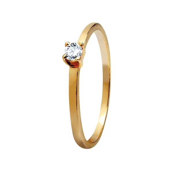 Anel Solitario Ouro 18K E Zircônia Soliste