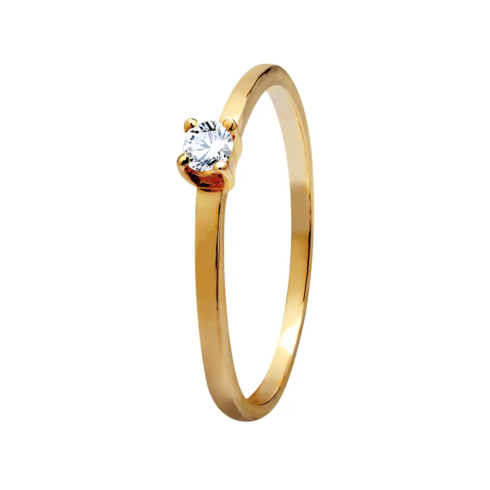 Anel Solitario Ouro 18K E Zircônia Soliste