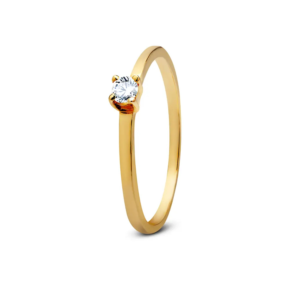 Anel Solitario Ouro 18K E Zircônia Soliste