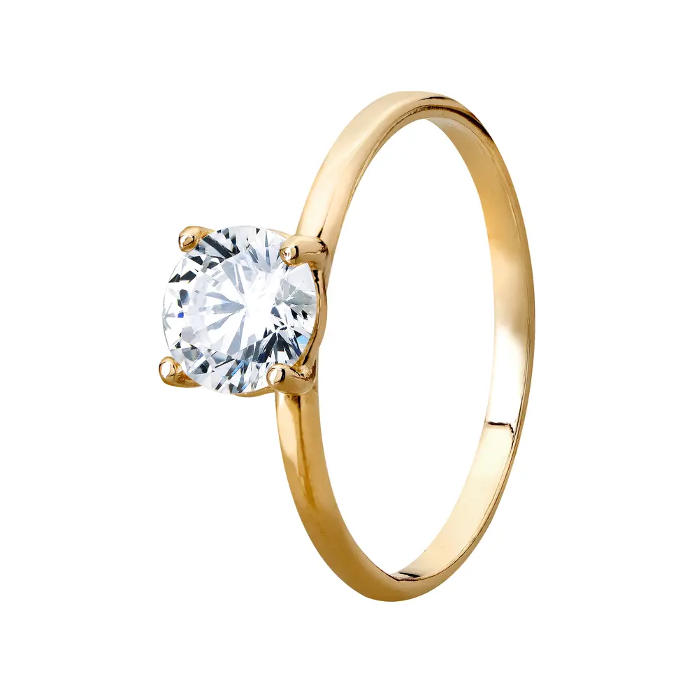 Anel Ouro 18K Solitário Zircônia G
