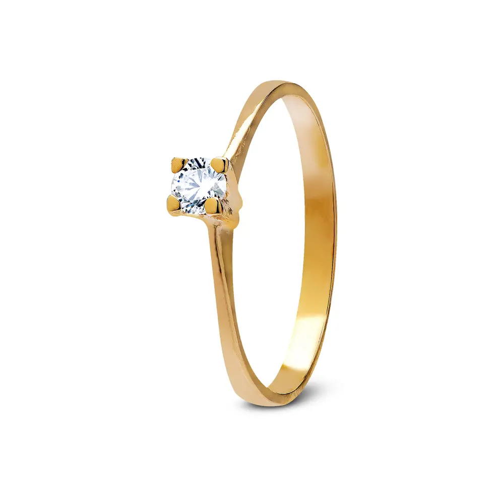 Anel Solitario Ouro 18K Brilho Eterno