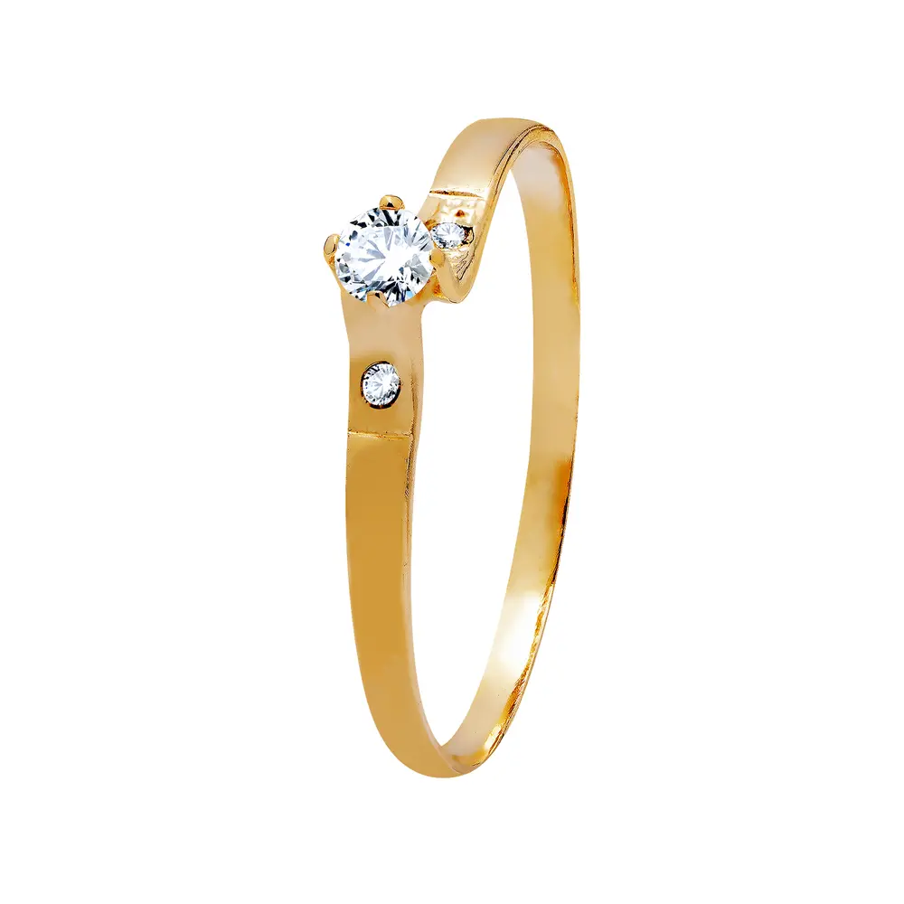 Anel Solitario Ouro 18K E Zircônia Lovely