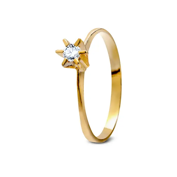 Anel Solitario Ouro 18K Brilho Do Sol