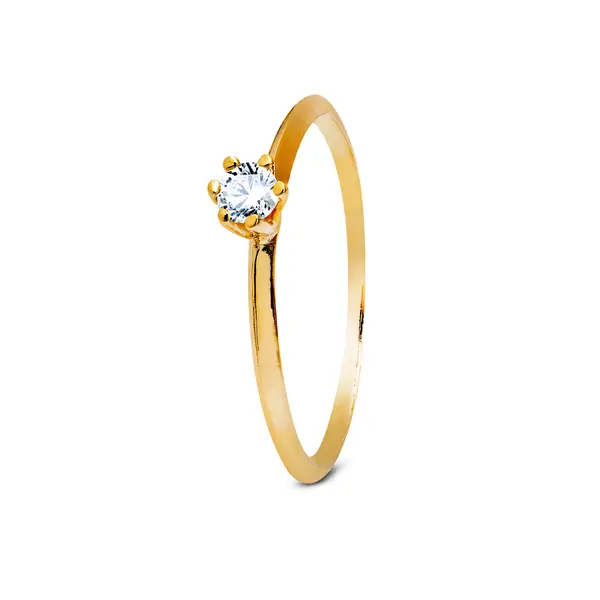 Anel Solitário Ouro 18K E Zircônia Classic