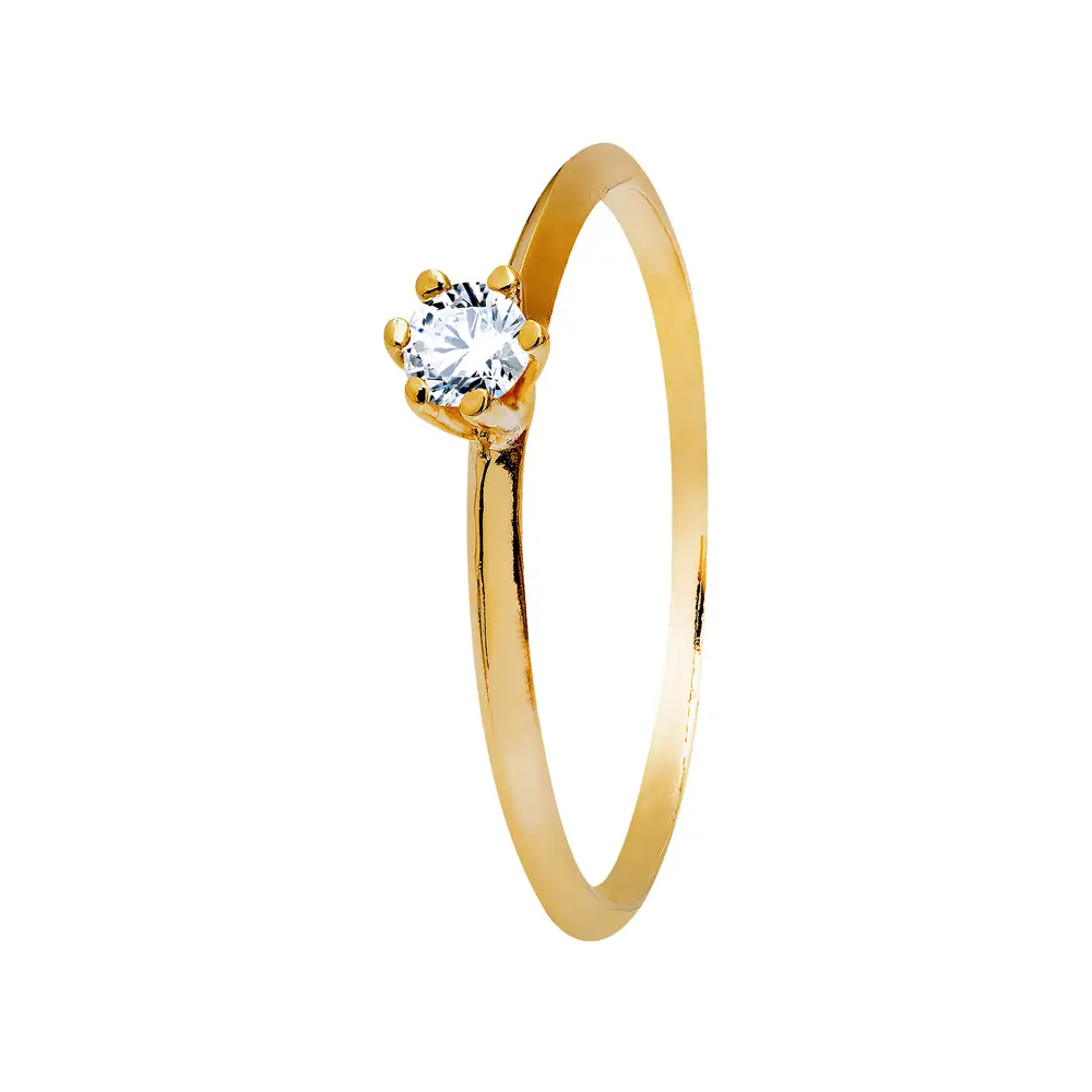 Anel Solitário Ouro 18K E Zircônia Classic